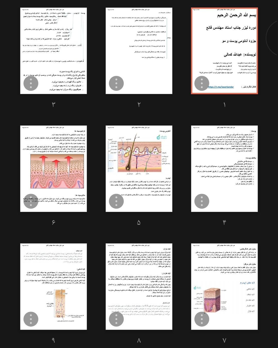 جزوه آناتومی پوست و مو اپراتور لیزر ویژه مراکز کار با لیزر