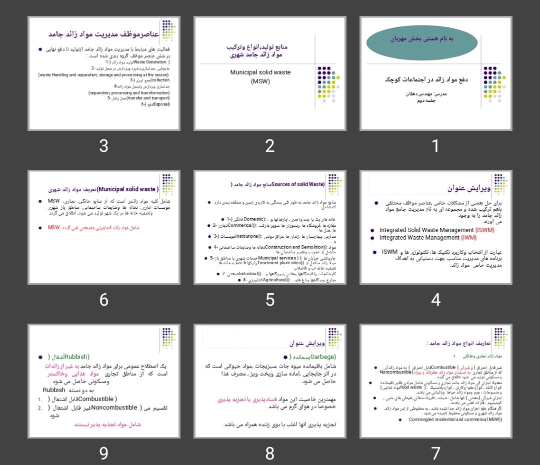 پاورپوینت دفع مواد زائد در اجتماعات کوچک