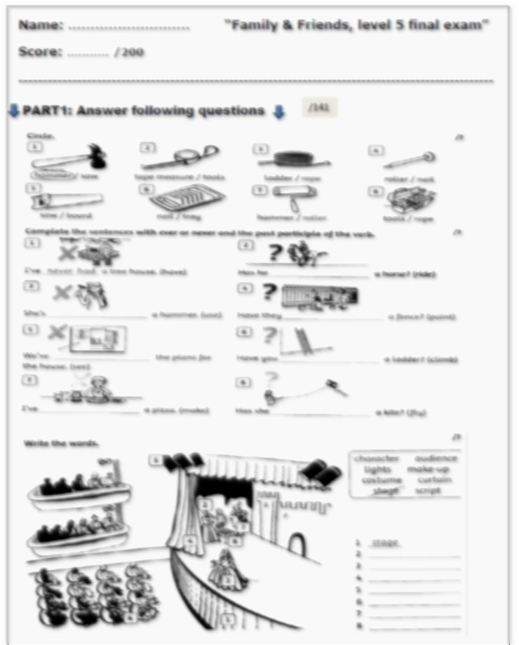 آزمون فاینال کتاب family and friends 5