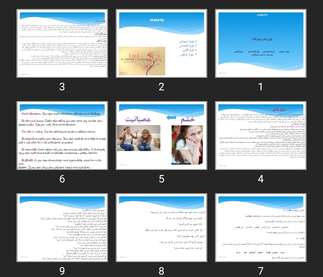 پاورپوینت بلوغ های چهارگانه