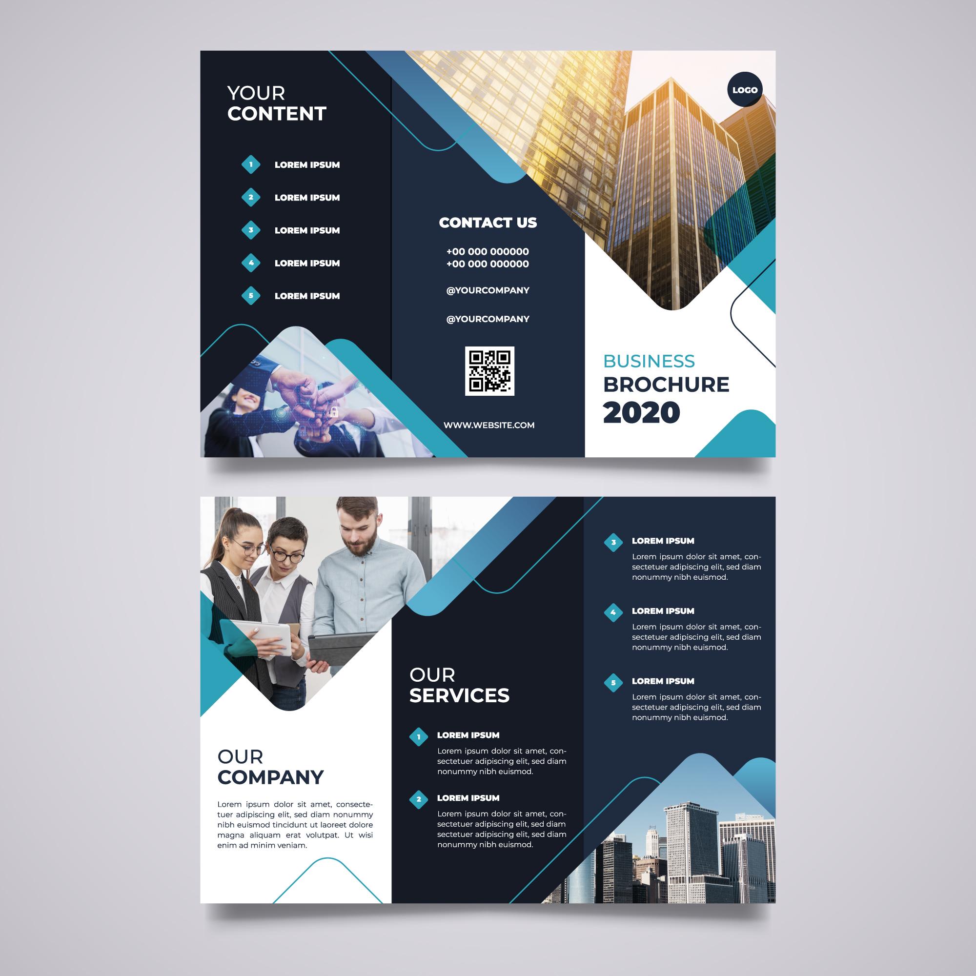 دانلود وکتور بروشور سه لت دو رو شرکتی زیبا با فرمت eps