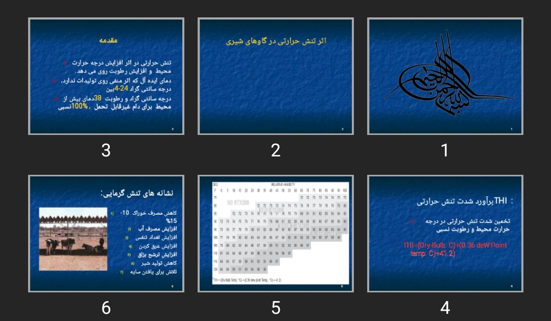 پاورپوینت اثر تنش حرارتی در گاوهای شیری