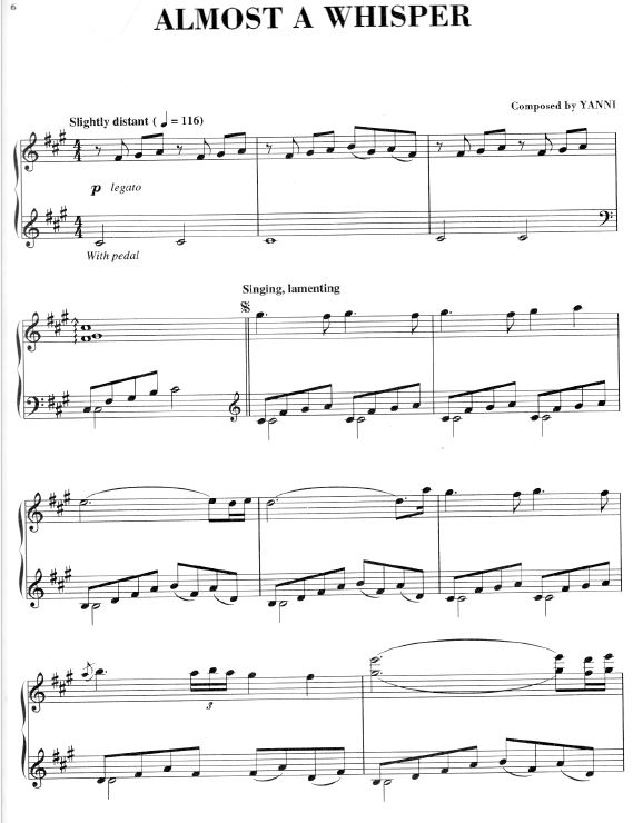 نت آهنگ Almost a Whisper