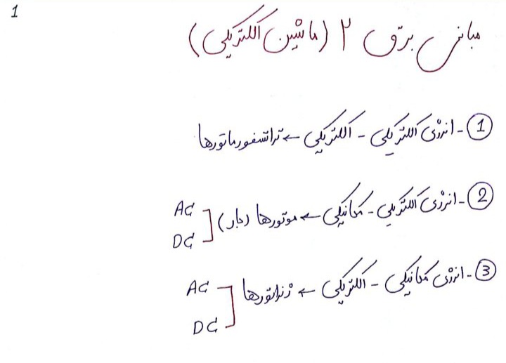 جزوه مبانی برق ۲ - دست نویس ۶۲ صفحه