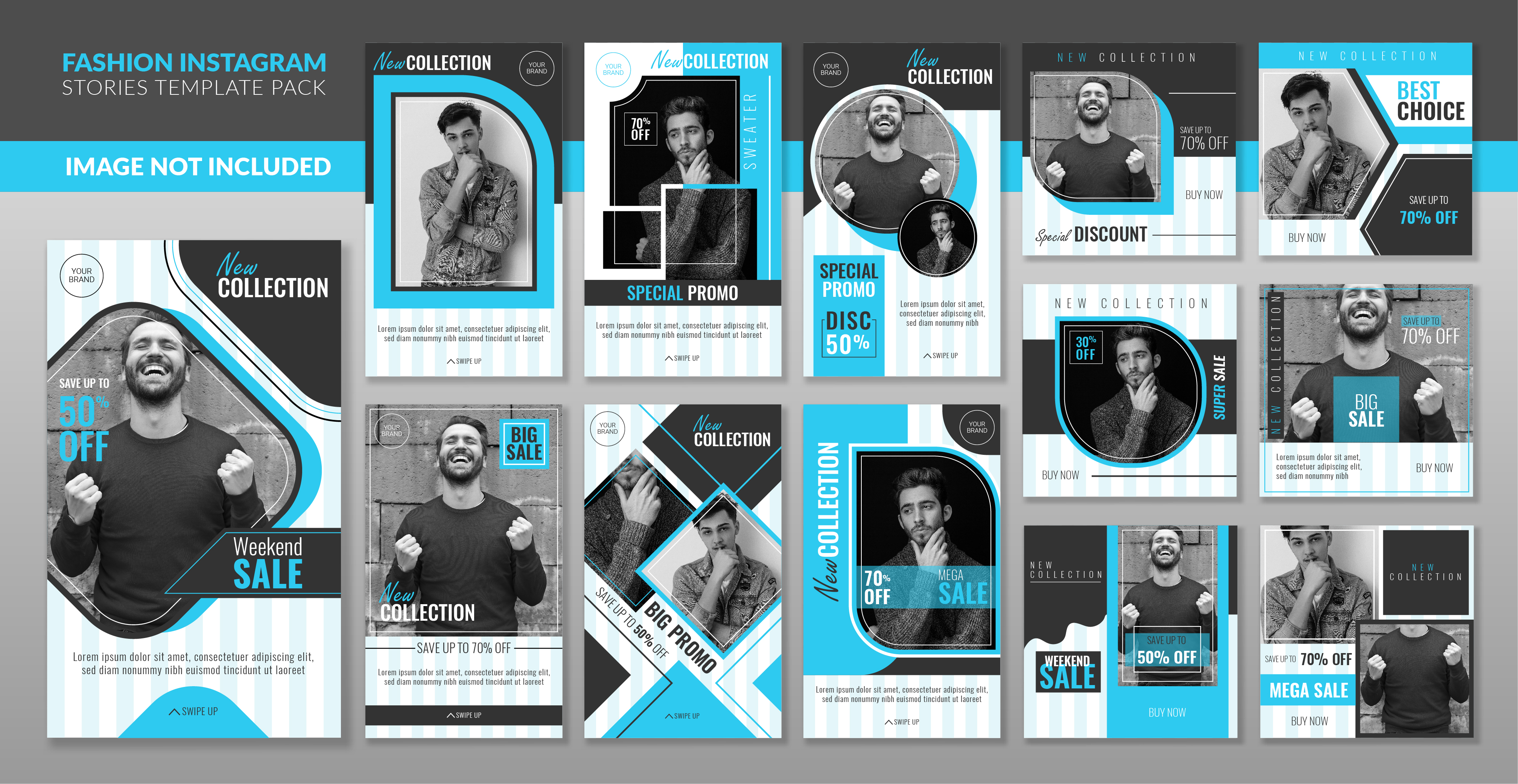 قالب استوری اینستاگرام رنگ آبی