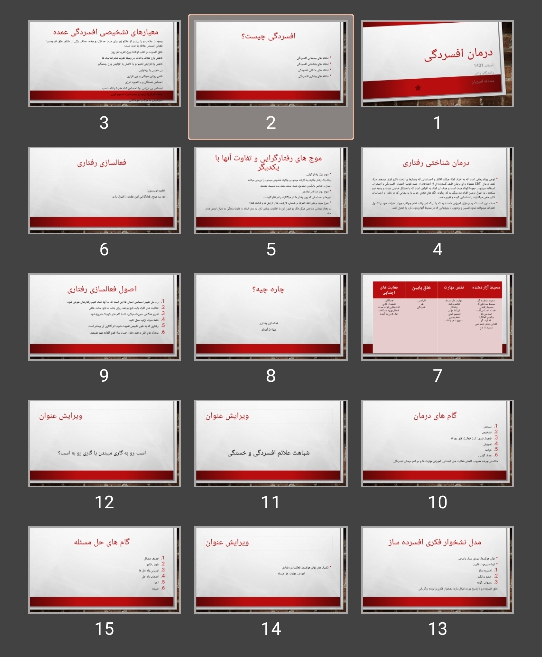 پاورپوینت کارگاه درمان شناختی_رفتاری افسردگی