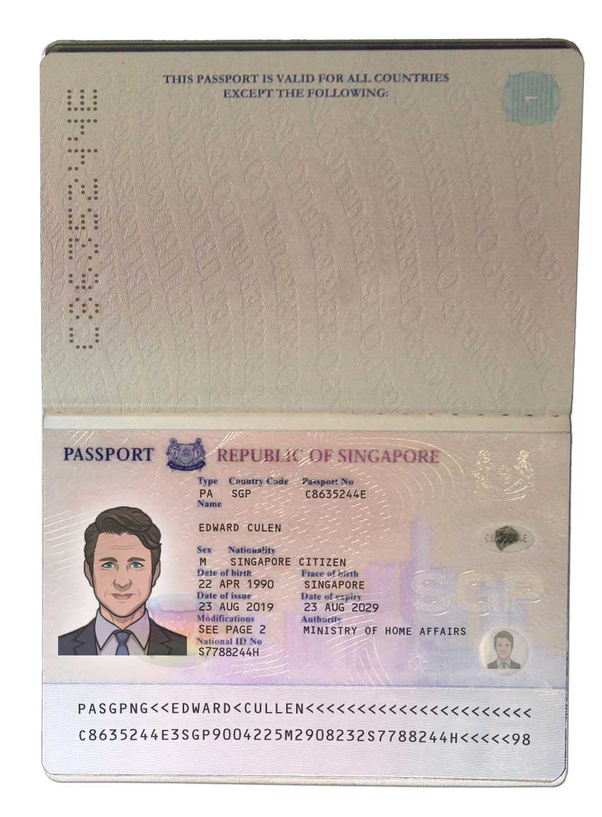 فایل پاسپورت سنگاپور لایه باز