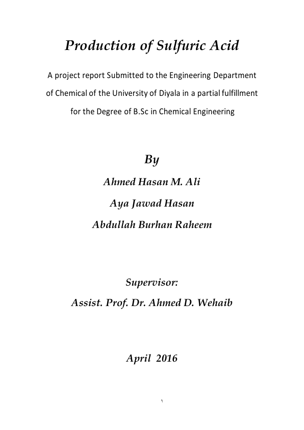 📝جزوه: production of Sulfuric Acid          🖊استاد: احمد حسن ام علی                (نسخه کامل)✅