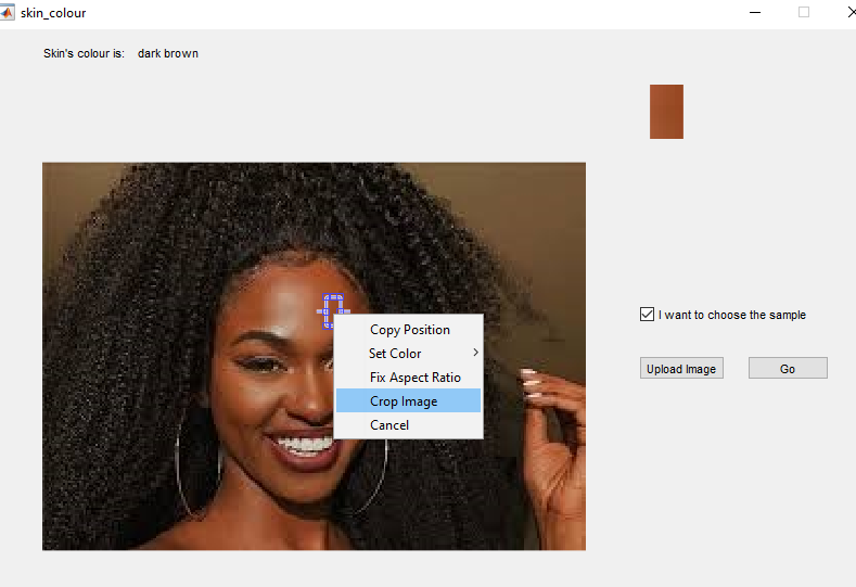 برنامۀ تشخیص رنگ پوست انسان با متلب