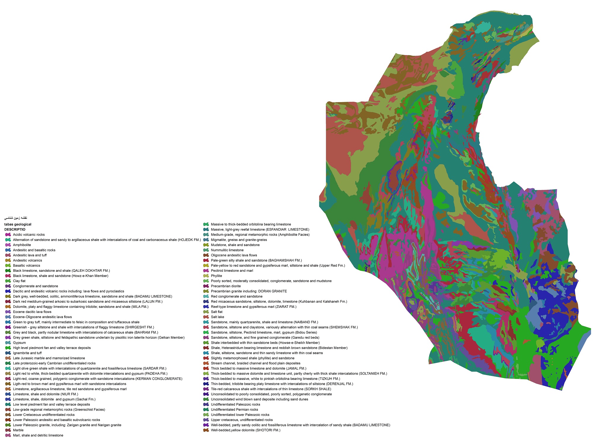 شیپ فایل زمین شناسی تمام شهرهای ایران