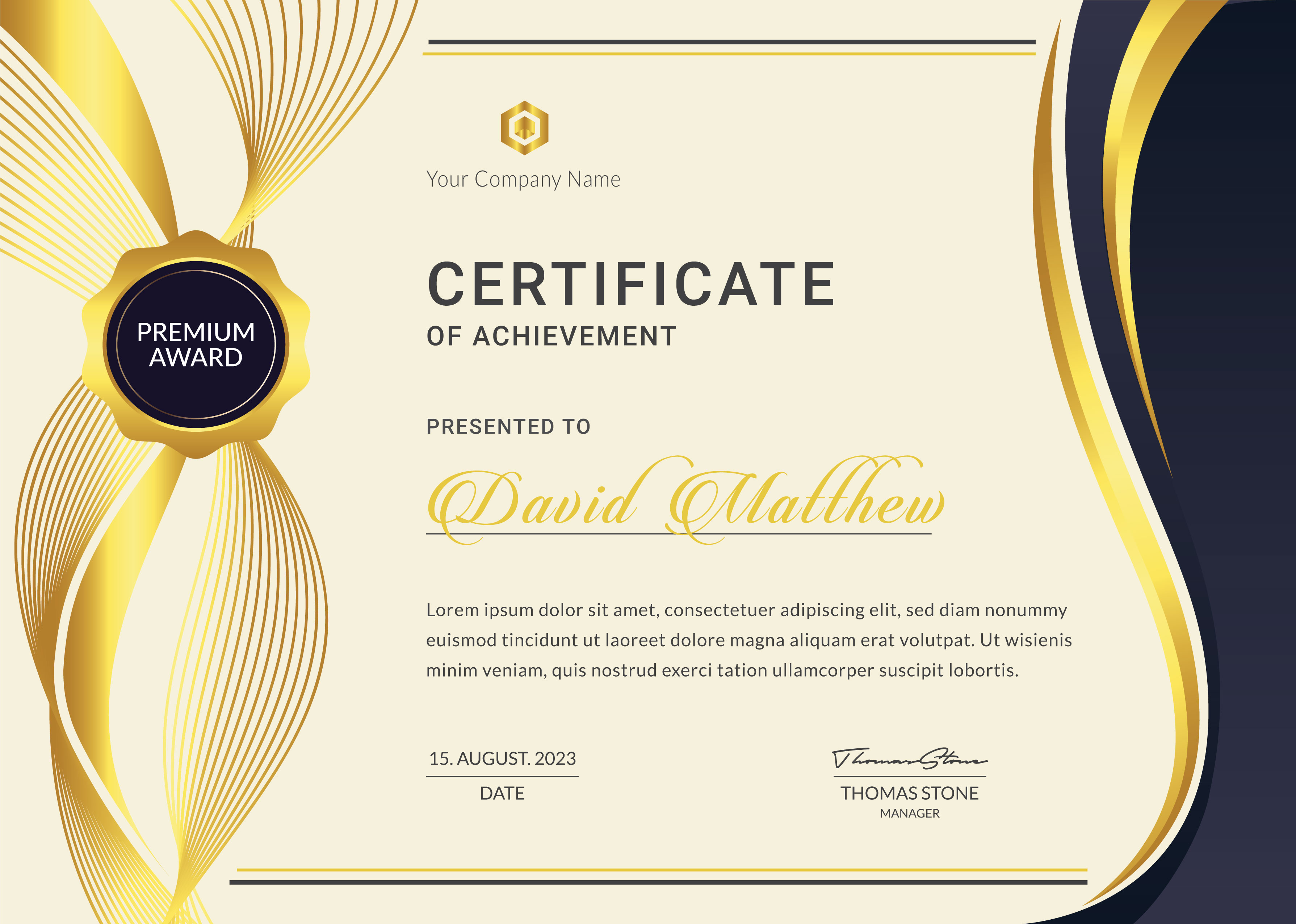 سرتیفیکت و لوح تقدیر طلایی