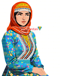png زن باحجاب با لباس سنتی ایرانی
