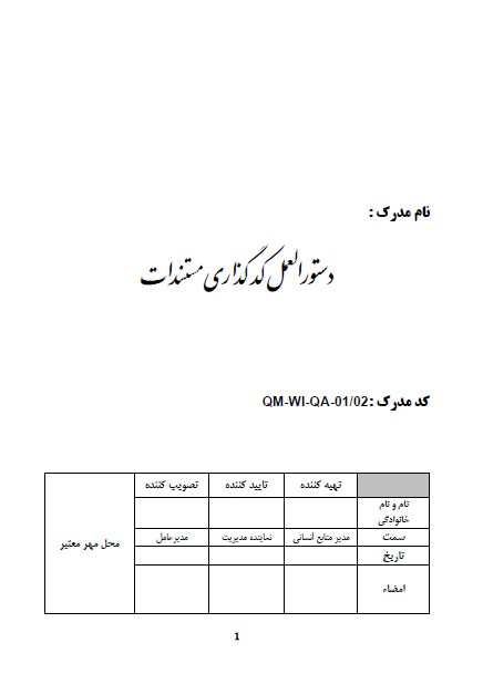 دستورالعمل کد گذاری مستندات