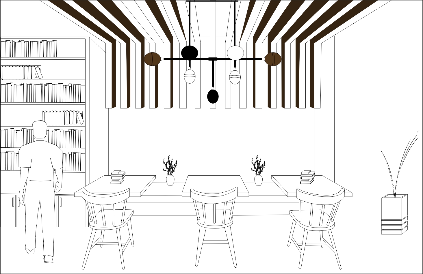 پرسپکتیو داخلی کافه کتاب