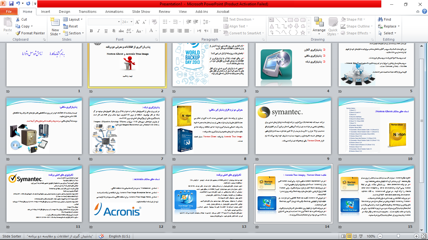 پاورپوینت پشتیبان گیری از اطلاعات و معرفی دو برنامه Acronis True Image و Norton Ghost