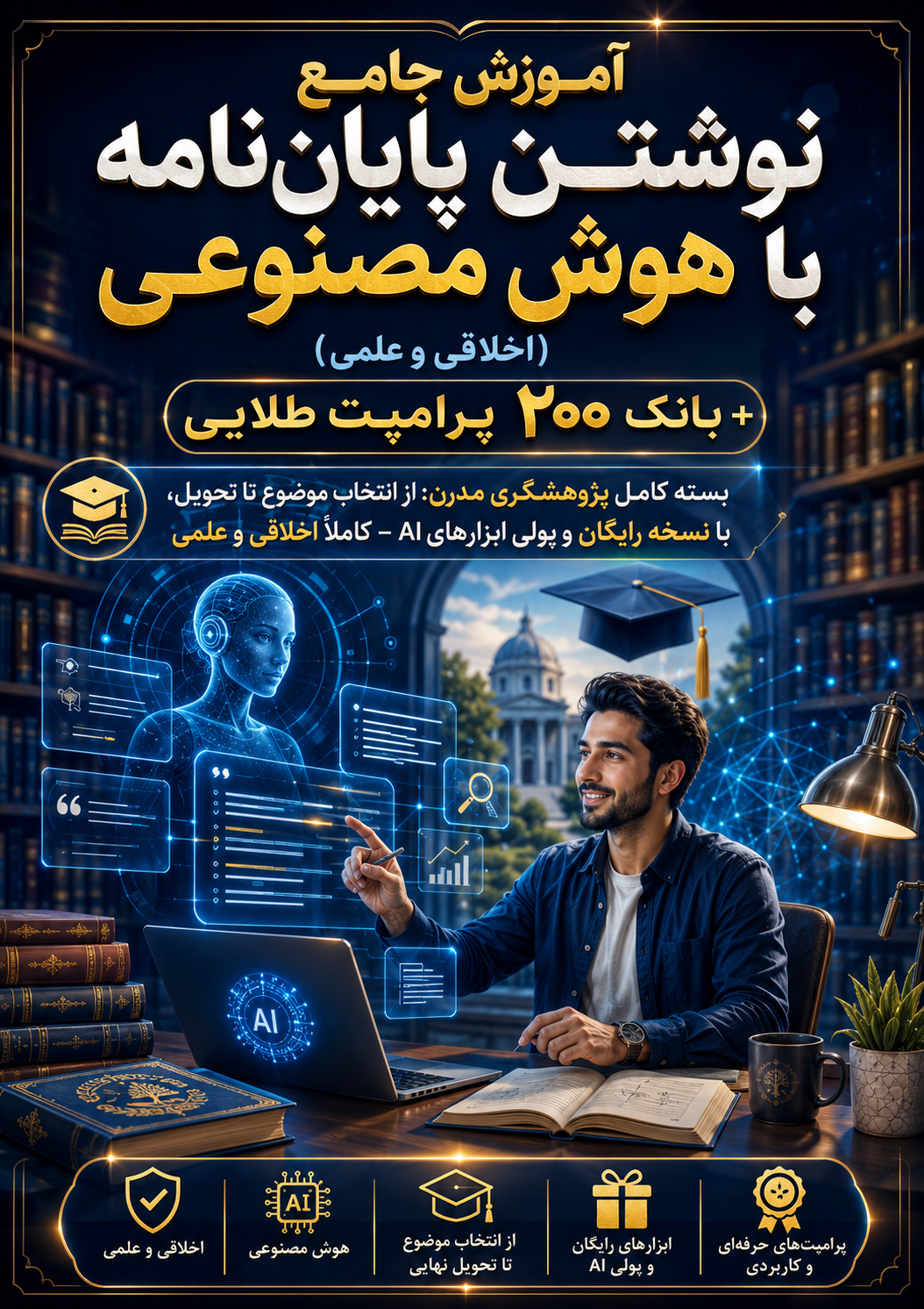 راهنمای عملی گام‌به‌گام: نوشتن کامل پایان‌نامه با هوش مصنوعی در ۳۰ روز (سرعت ۳ برابر)