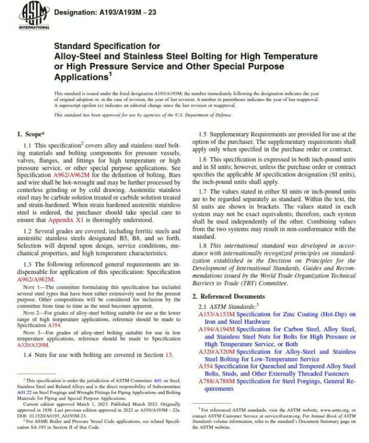 💜💛دانلود استاندارد پیچ   ✅ ASTM A193 2023  💜