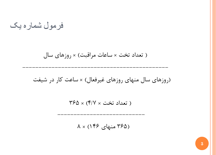 پاورپوینت محاسبه نیروی انسانی در پرستاری در 14 اسلاید درس اصول مدیریت خدمات پرستاری