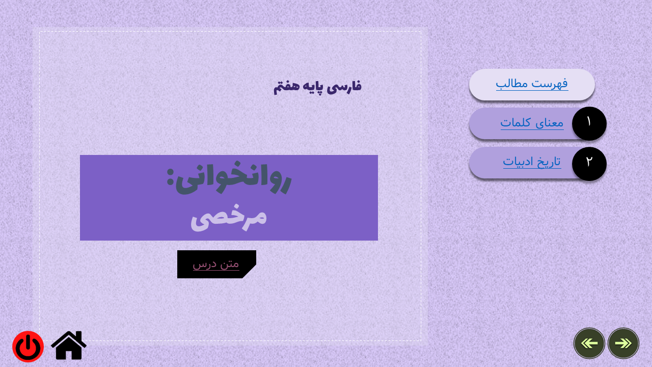 پاورپوینت روانخوانی مرخصی فارسی پایه هفتم