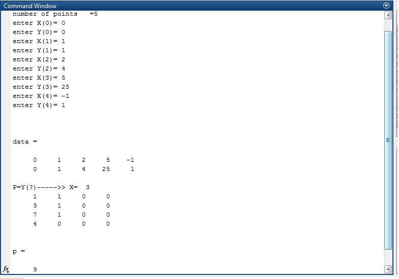 کد متلب برای روش تفاضلات تقسیم شده نیوتن در متلب