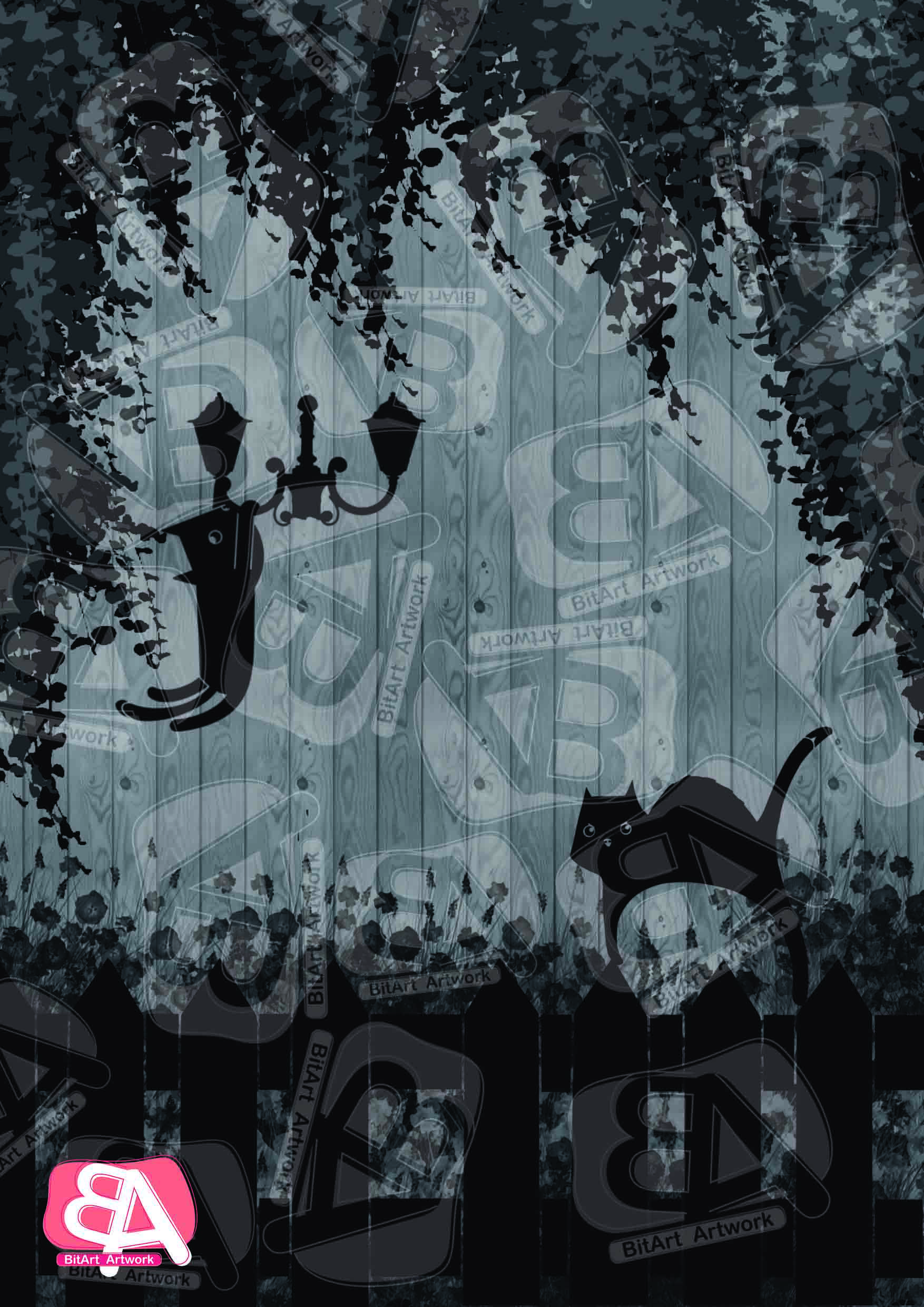 نقاشی دیجیتال گربه سیاه