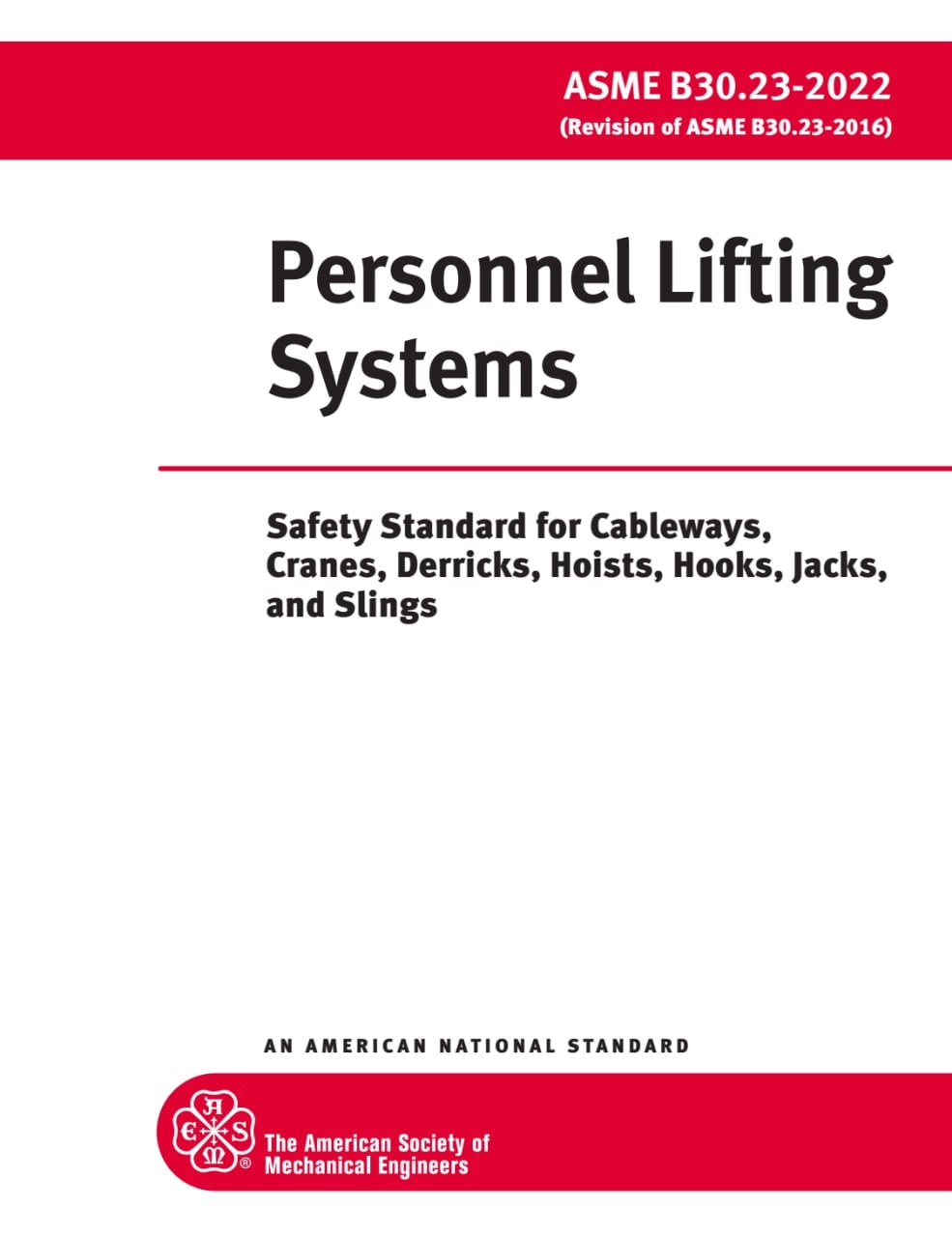 دانلود استاندارد بسکت حمل نفر  ویرایش 2022  💥ASME B30.23 2022  💥 ♻️Personnel Lifting Systems