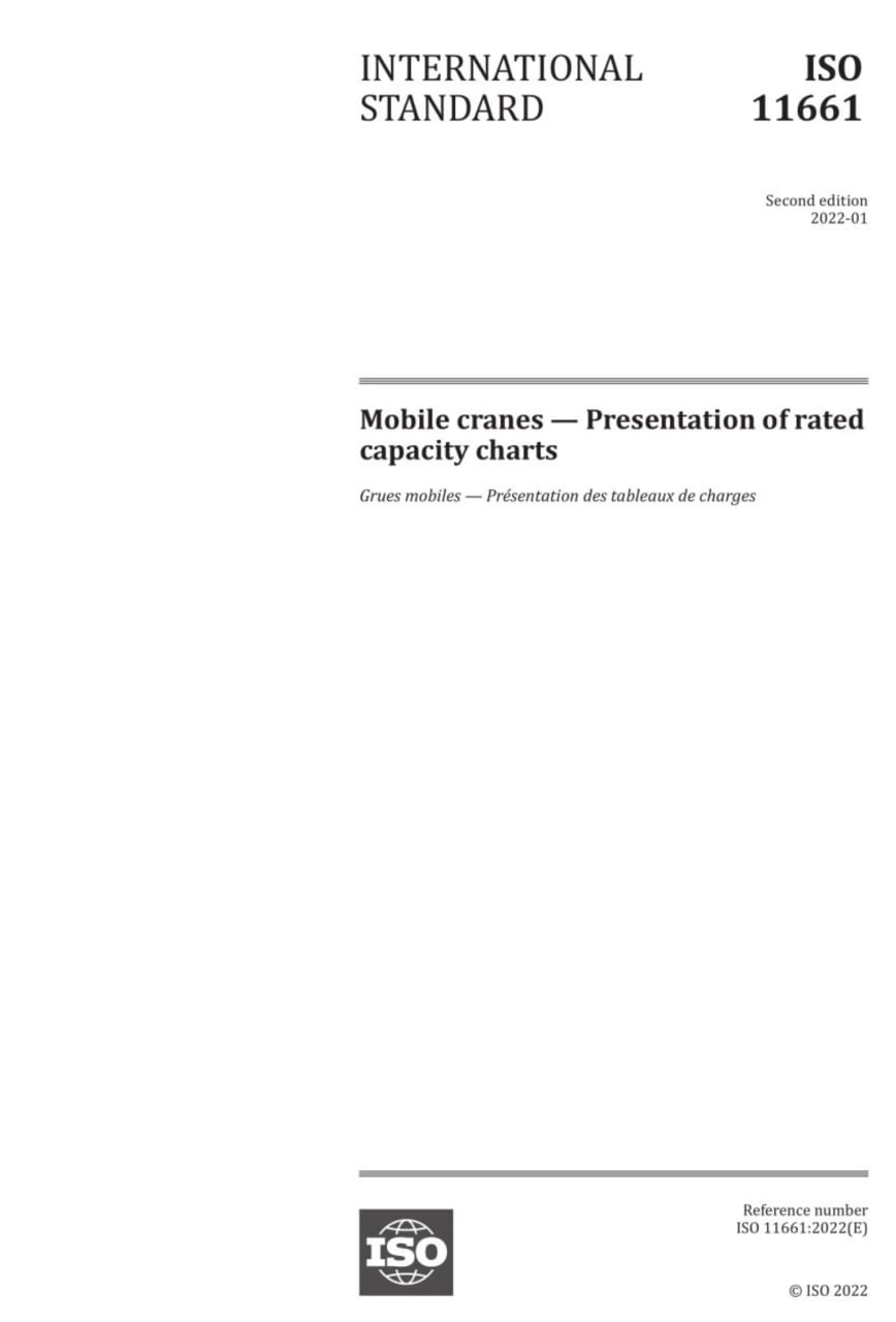 ♻️✏️ISO 11661 2022 ♻️استاندارد جدول بار برداری جرثقیل های موبایل  ❤️Mobile Cranes - Presentation of Rated Capacity Charts