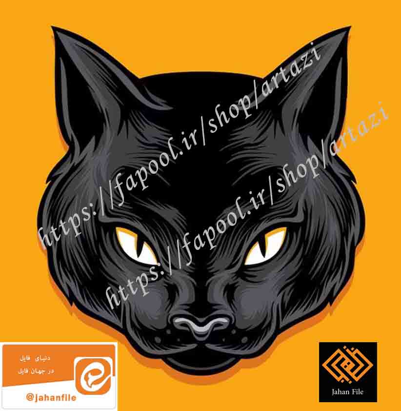 وکتور سر گربه سیاه لایه باز فایل psd