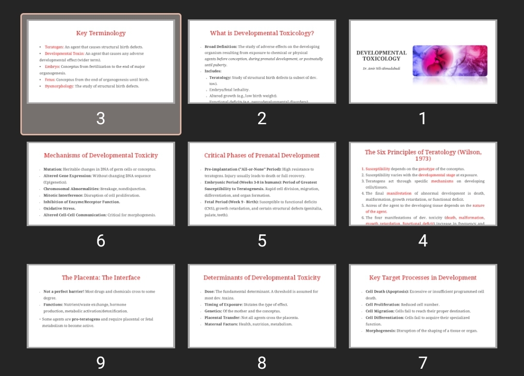پاورپوینت DEVELOPMENTAL TOXICOLOGY