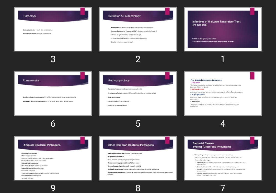 پاورپوینت Infections of the Lower Respiratory Tract (Pneumonia)