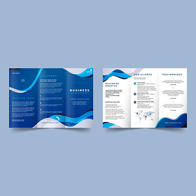 بروشور دو رو سه لت رنگ آبی شرکتی