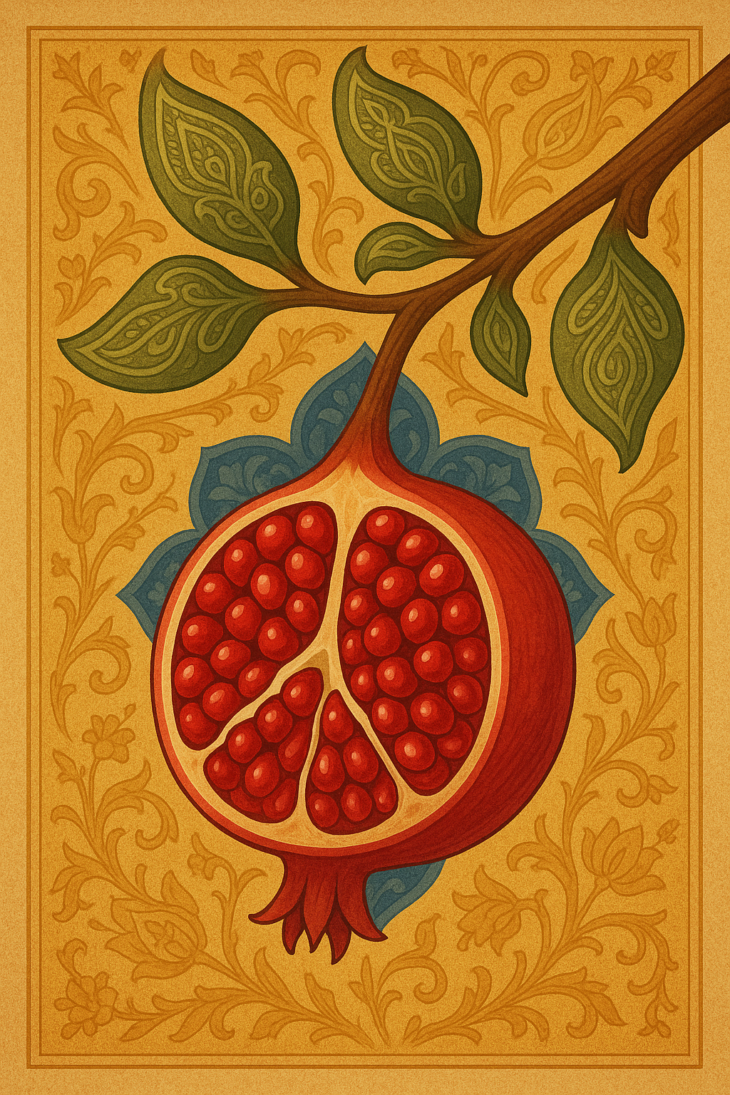 طرح وکتور رنگی انار با نقوش اسلیمی