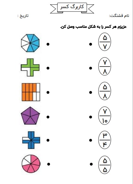 کاربرگ کسر پایه سوم