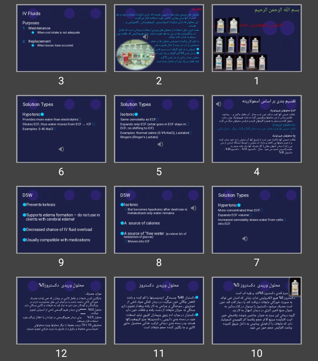 پاورپوینت آشنایی بامهمترین محلول های وریدی