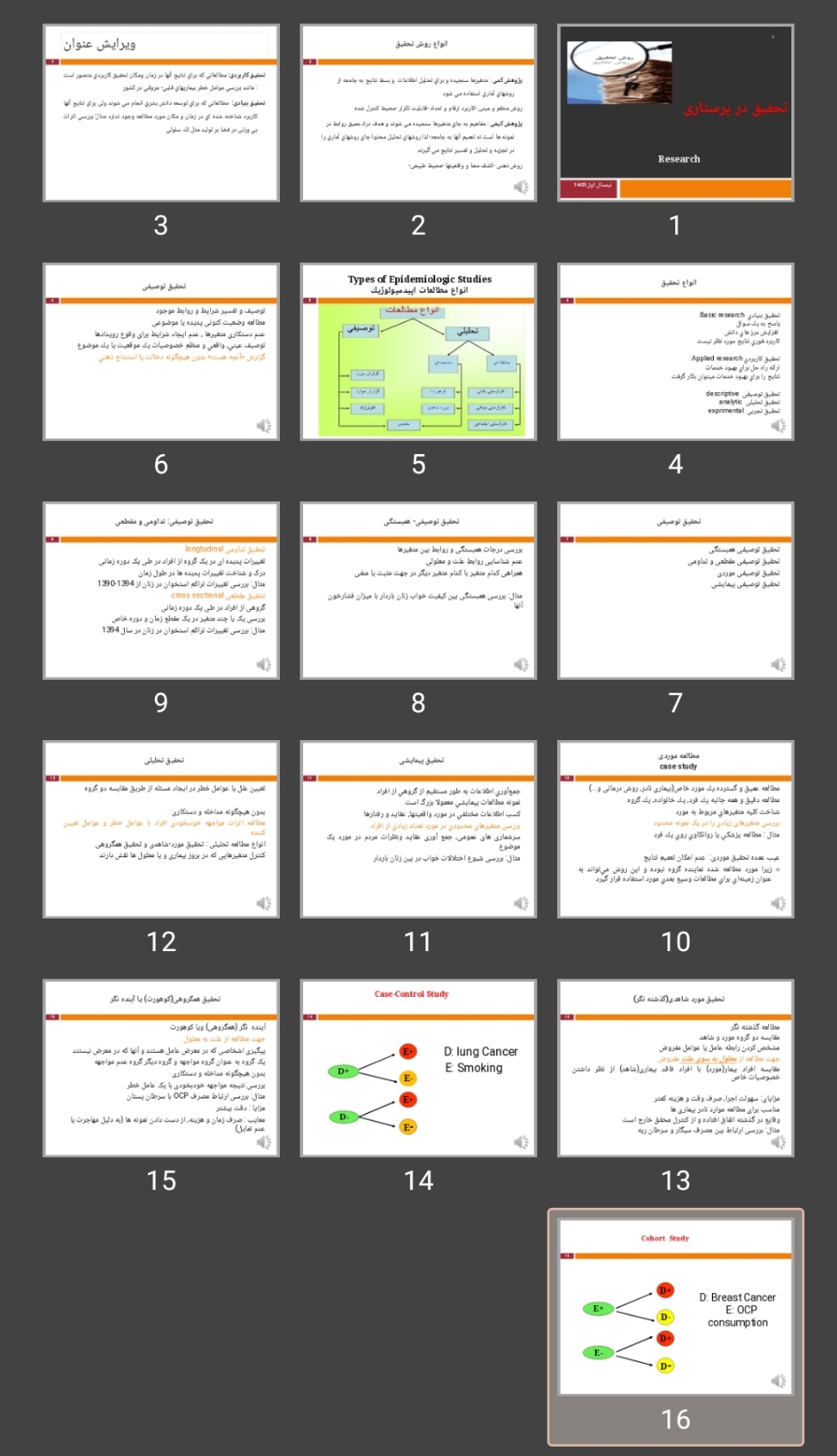 پاورپوینت انواع مطالعات اپيدميولوژيک