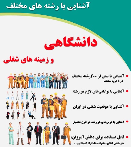 فایل جامع آشنایی با رشته های مختلف دانشگاهی و زمینه های شغلی