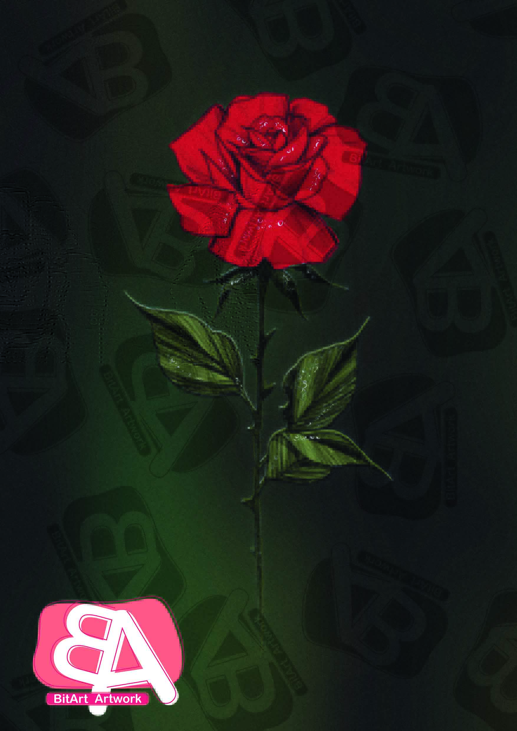 نقاشی دیجیتال گل رز