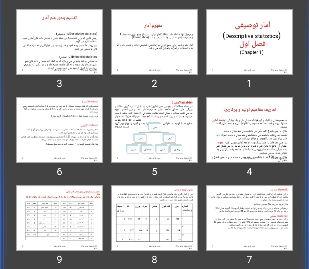 پاورپوینت فصل اول آمار توصیفی (Descriptive statistics)