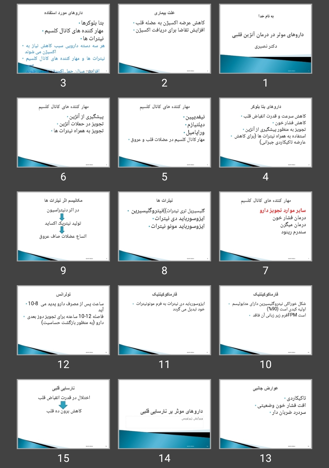 پاورپوینت داروهای موثر در آنژین قلبی