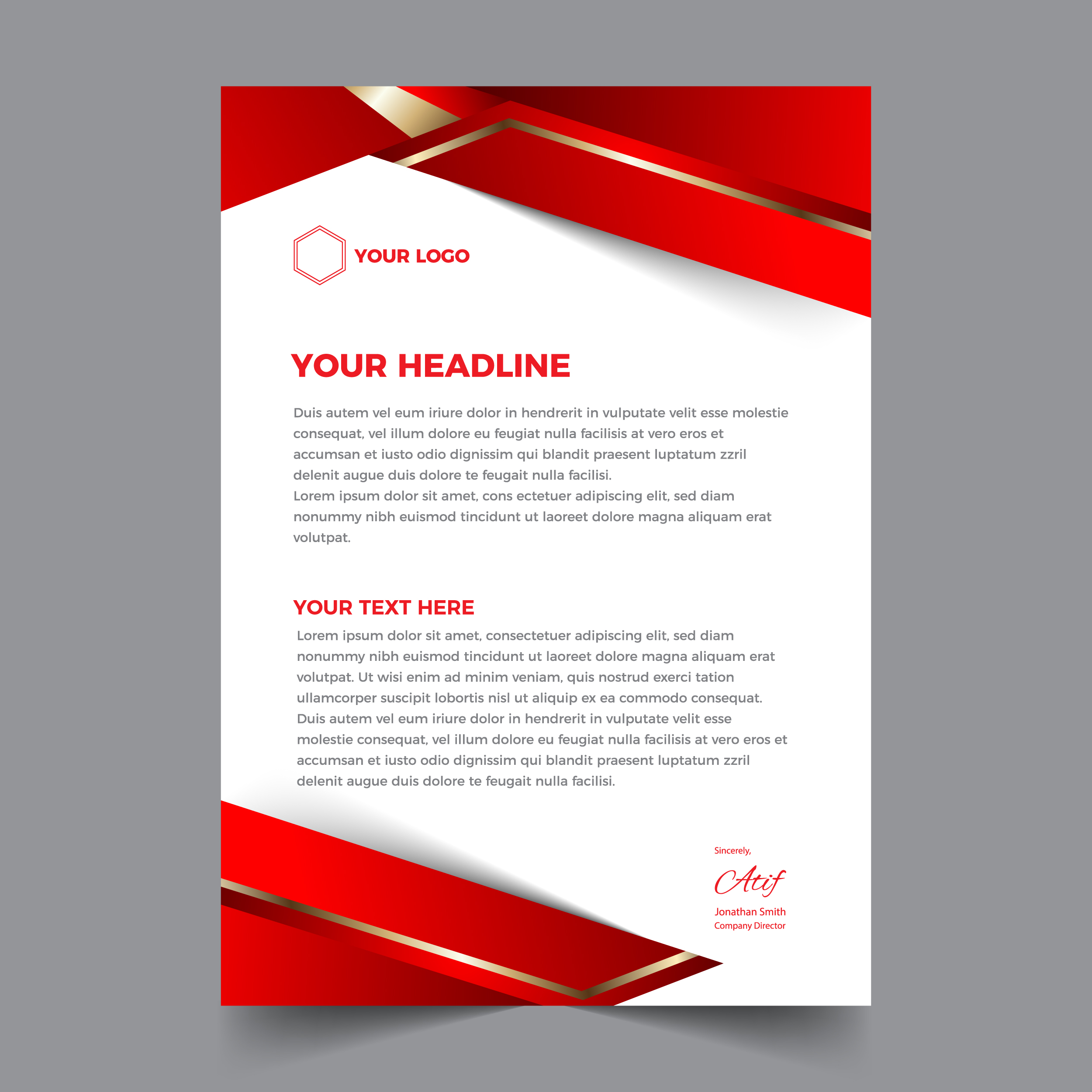 سربرگ شرکتی مدرن قرمز