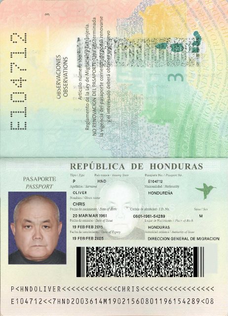 فایل پاسپورت هندوراس لایه باز