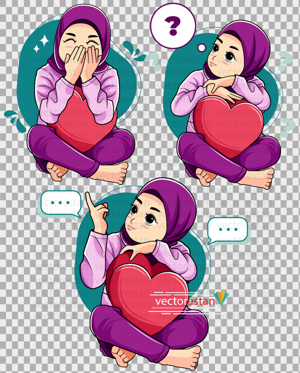 png دختر نوجوان باحجاب در سه طرح متفاوت