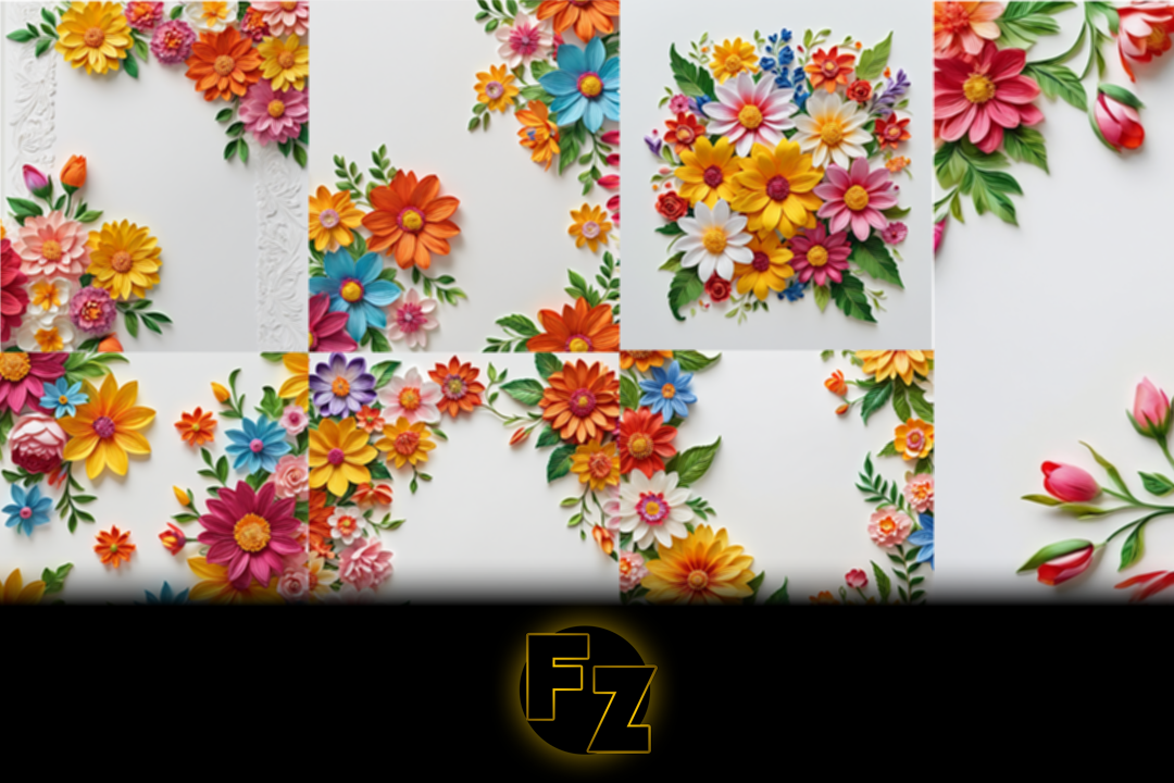 ممجموعه گل های رنگارنگ با کیفیت بالا