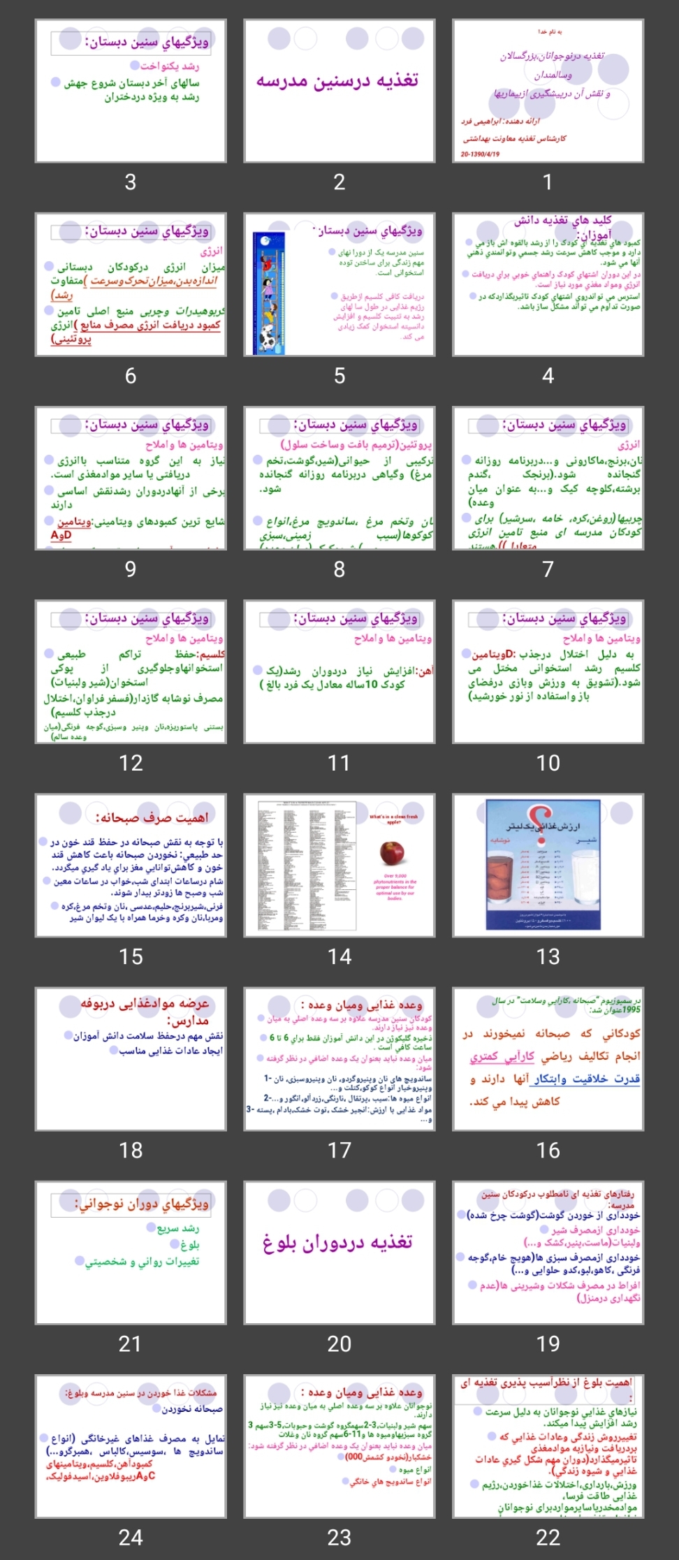 پاورپوینت تغذیه در نوجوانان، بزرگسالان و سالمندان و نقش آن درپیشگیری از بیماری ها