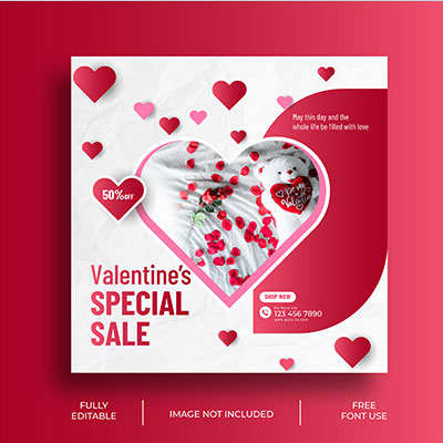 قالب پست اینستاگرام طرح قلب صورتی