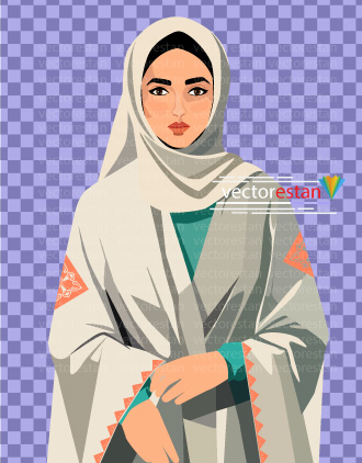 png  دختر ایرانی محجبه با لباس و شال سفید