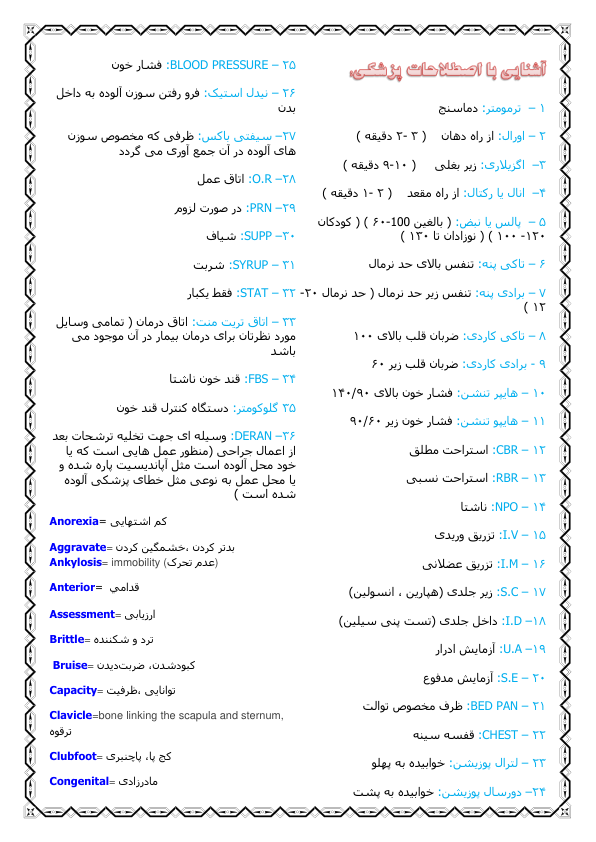 اصطلاحات مهم پزشکي 🔬 نسخه کامل ✅