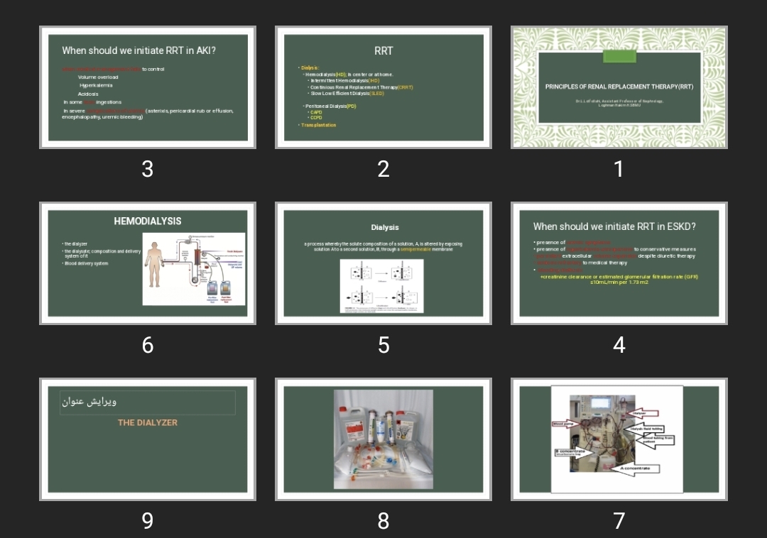 پاورپوینت Principles of Renal Replacement Therapy (RRT)