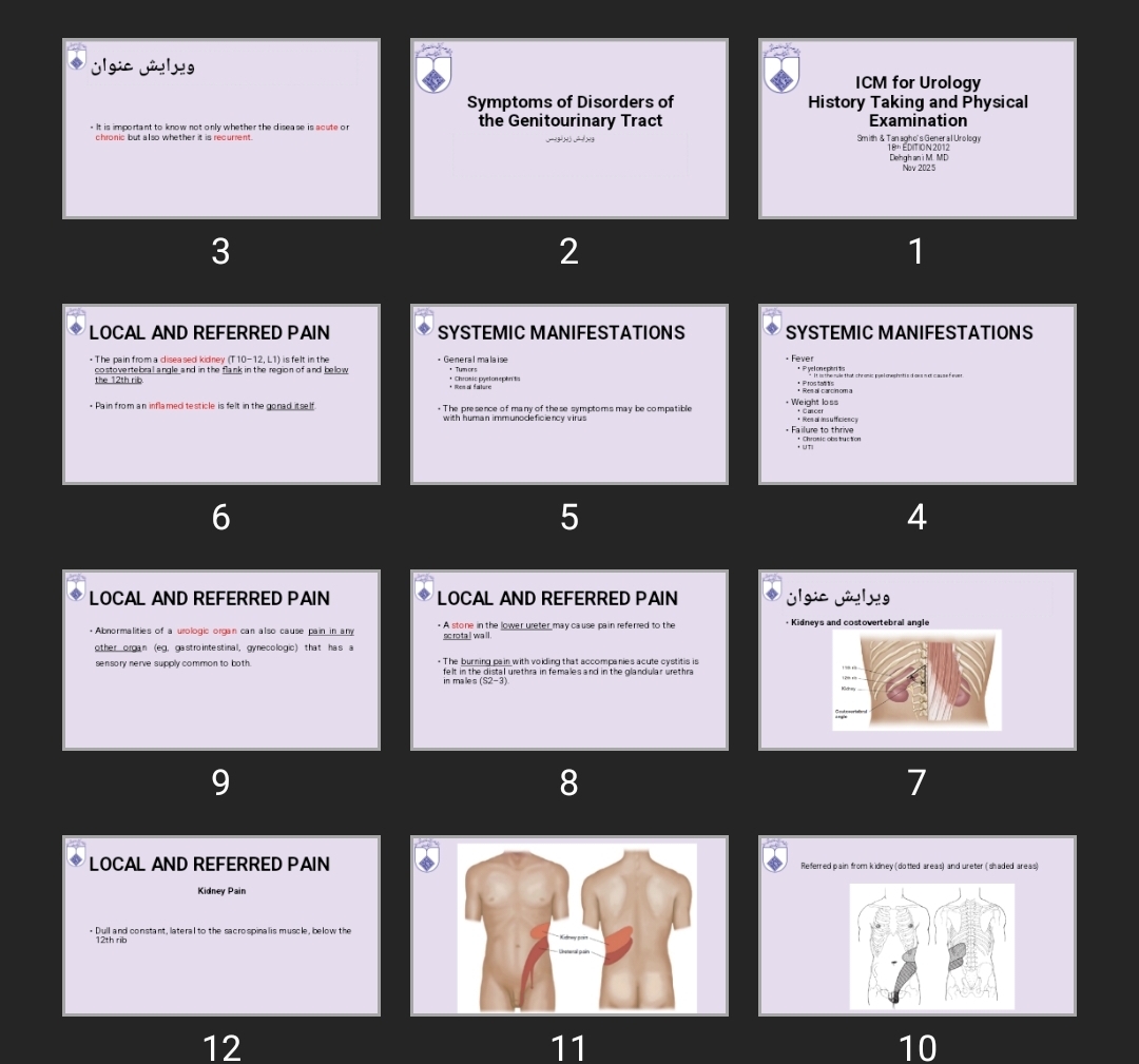 پاورپوینت ICM for Urology History Taking and Physical