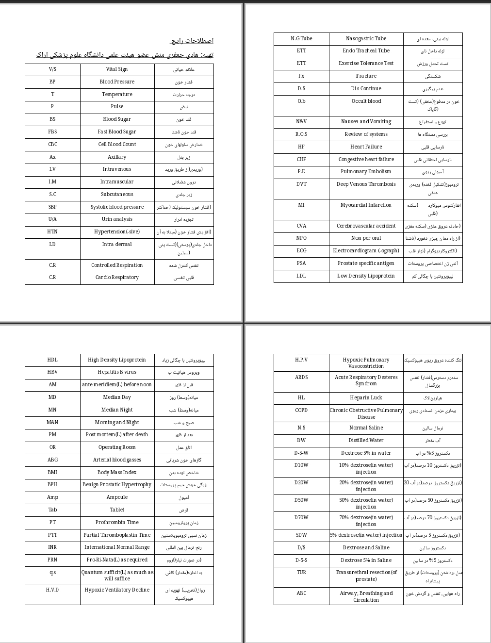 جزوه اصطلاحات رایج پرستاری